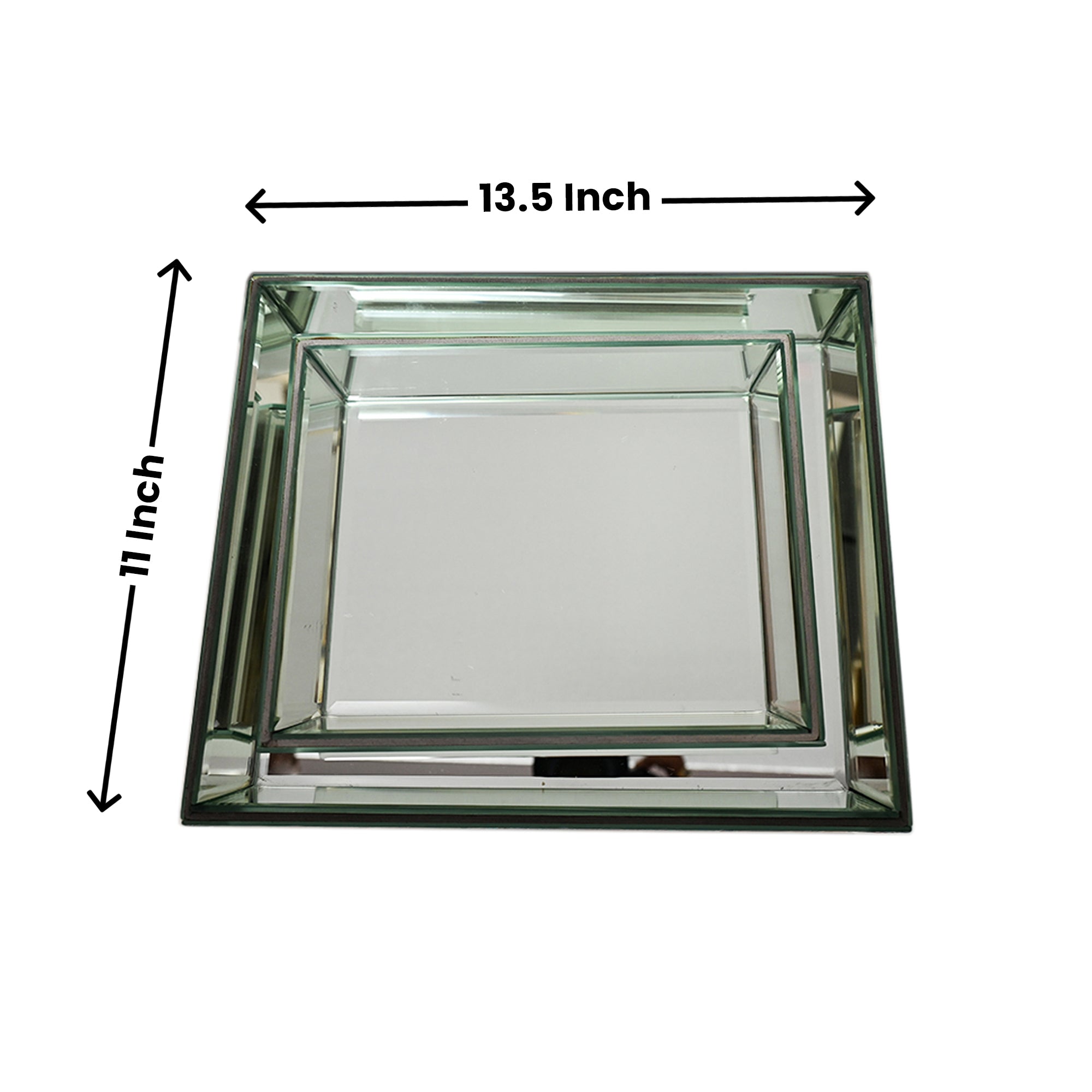 Luxury Silver Glass Tray Set of Two